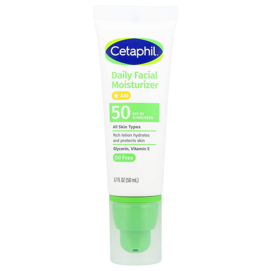 Cetaphil Daily Facial Moisturizer, Sunscreen, SPF 50,1.7 fl oz (50 ml)
