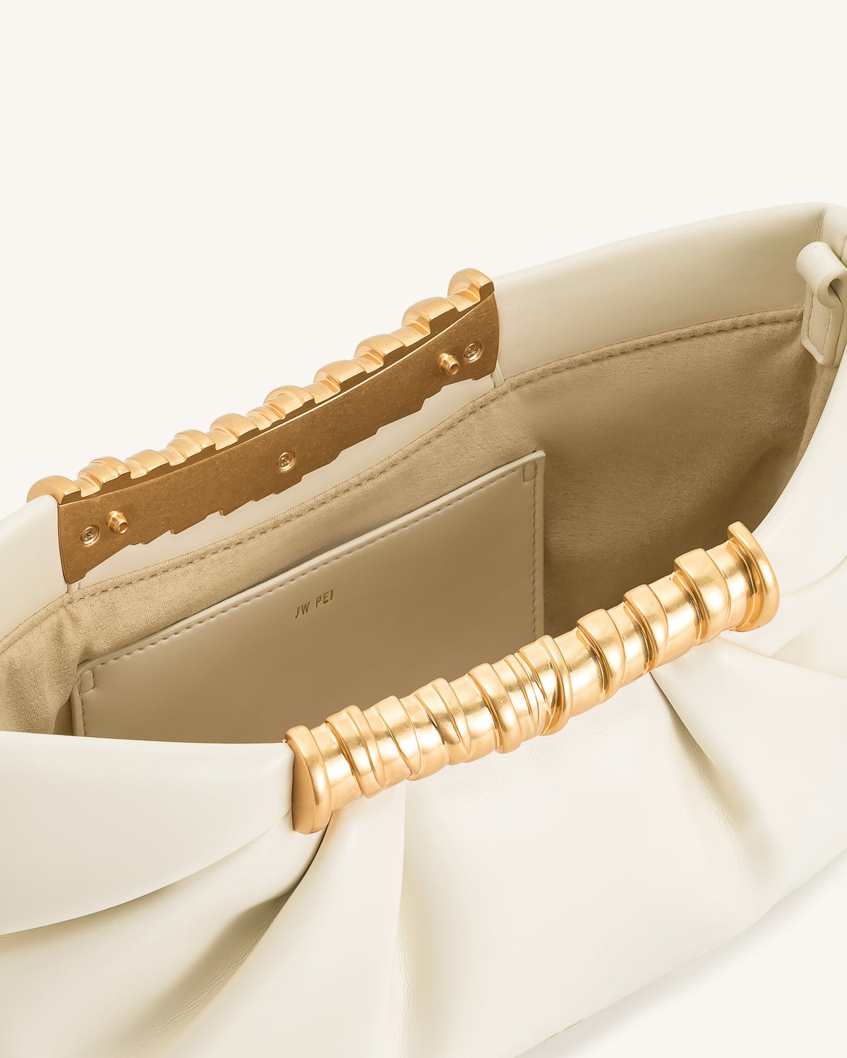 JW PEI Leia Pleated Clutch - White With Box Packaging