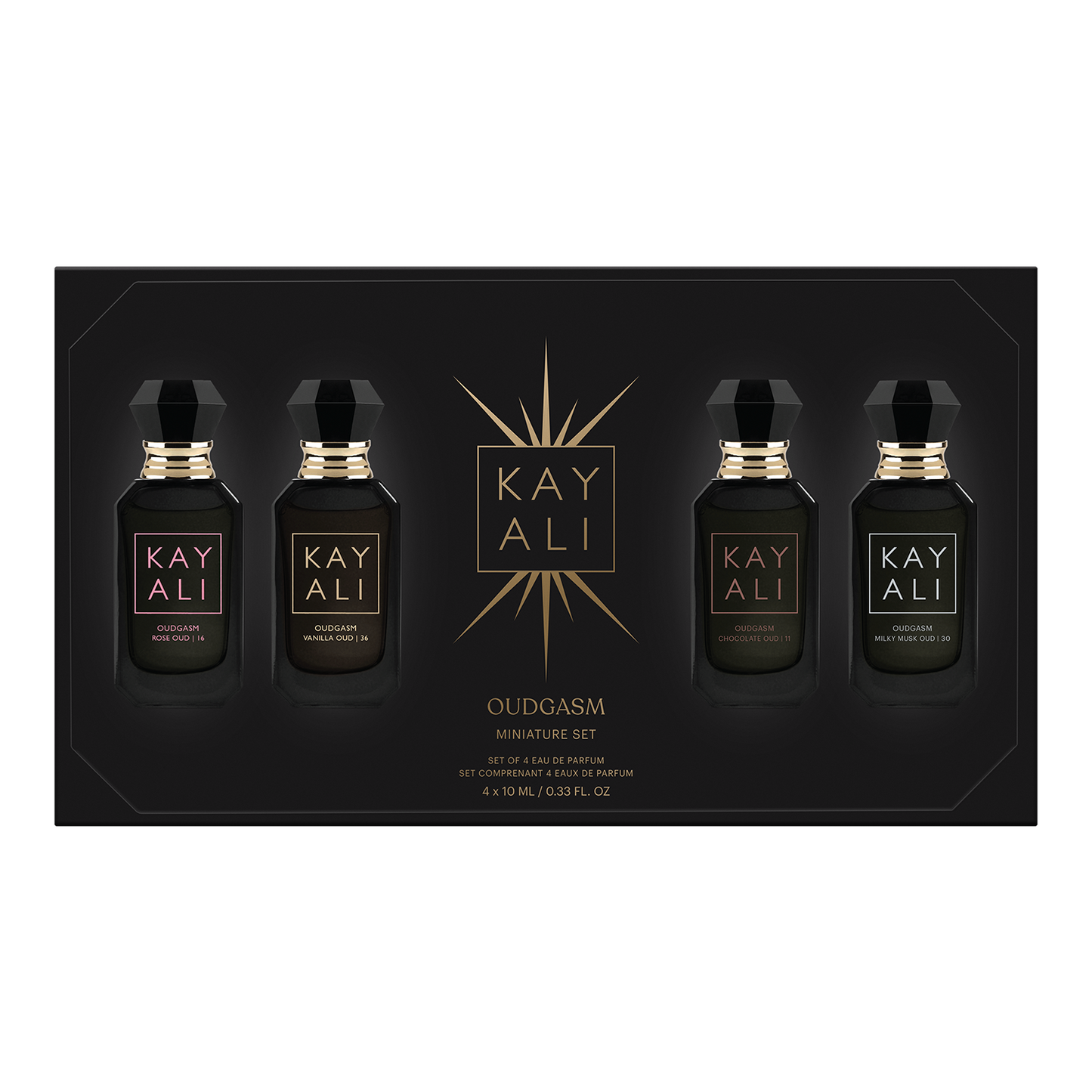 KAYALI Oudgasm Miniature Set (Vanilla, Rose, Milky Musk, Chocolate) 4×10 ML