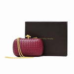 Bottega Veneta Knot Intreccio leather clutch with box packaging