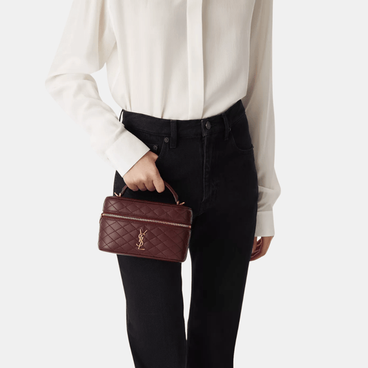 Saint Laurent Gaby mini vanity bag Burgundy with box packaging