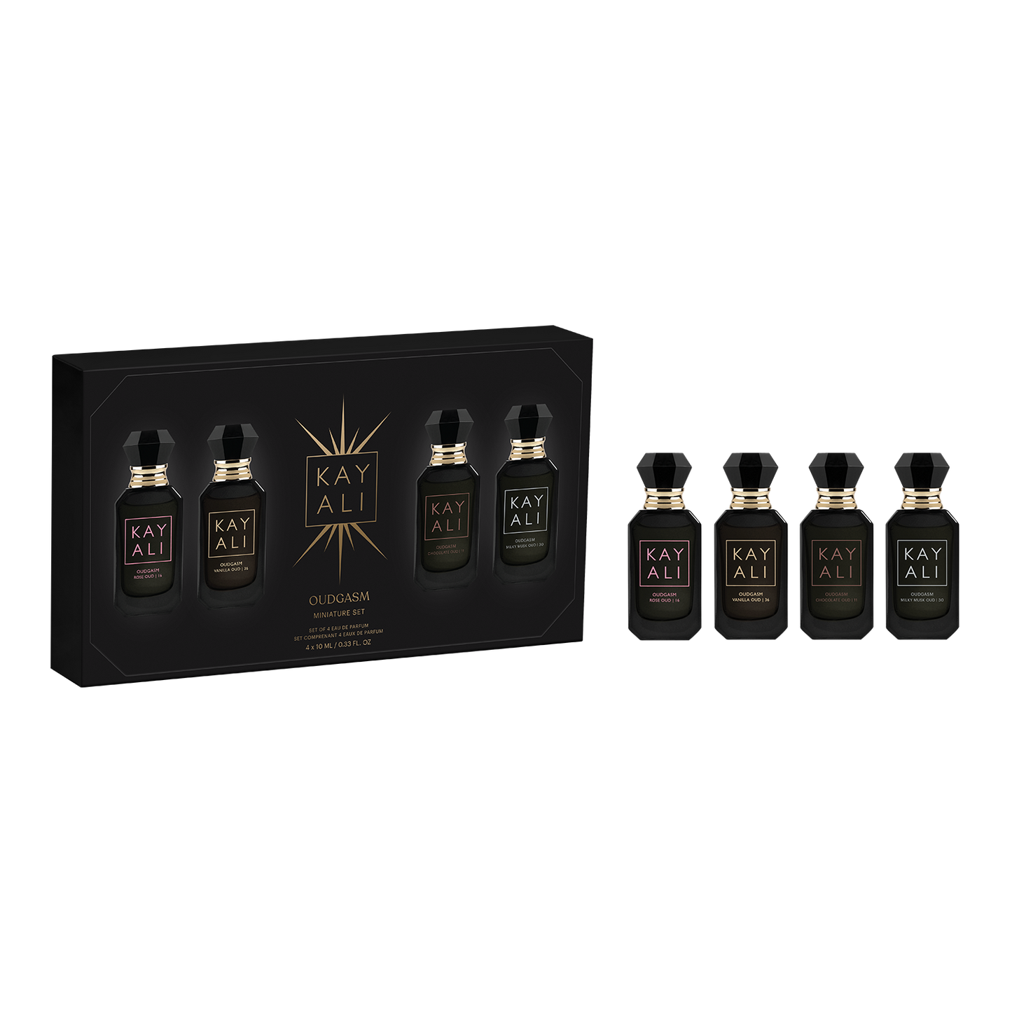 KAYALI Oudgasm Miniature Set (Vanilla, Rose, Milky Musk, Chocolate) 4×10 ML