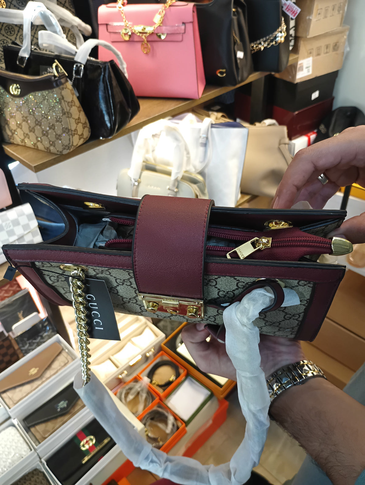 Gucci Padlock Shoulder Bag with box packaging