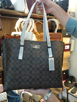 Coach Signature Canvas Tote Bag coffee black with box packaging