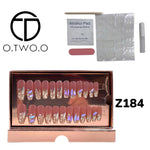 O.Two.O 24 Pcs Nails Box with Nail Glue & Adhesive Tabs,Alcohol Prep Pad,Mini Nail File,Cuticle Stick