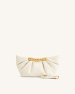 JW PEI Leia Pleated Clutch - White With Box Packaging