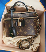 Louis Vuitton Reverse Monogram Vanity Chain Pouch Beige Brown with Box Packaging