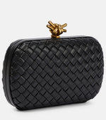 Bottega Veneta Knot Intreccio leather clutch with box packaging