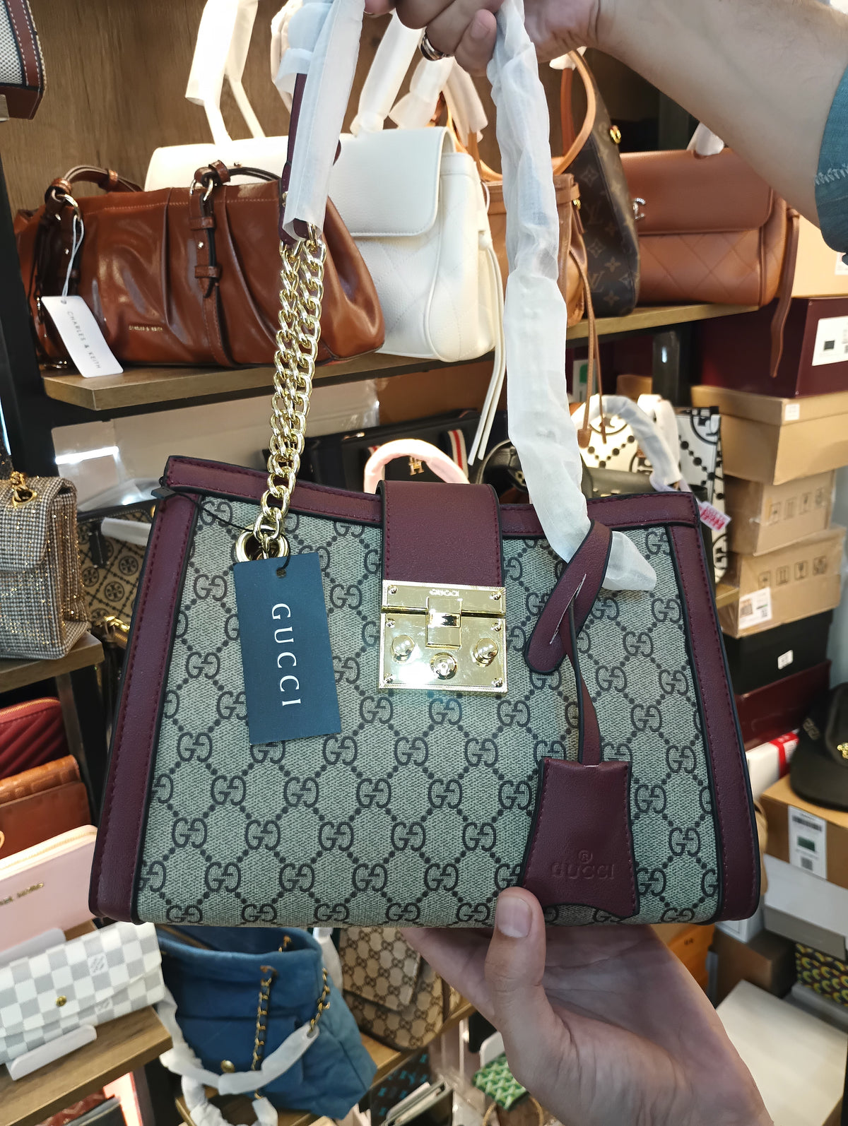 Gucci Padlock Shoulder Bag with box packaging
