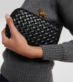 Bottega Veneta Knot Intreccio leather clutch with box packaging
