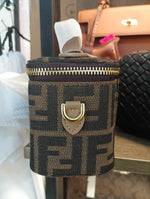 FENDI VANITY BAG IN FF JACQUARD FABRIC, TOBACCO BROWN with Box Packaging