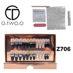 O.Two.O 24 Pcs Nails Box with Nail Glue & Adhesive Tabs,Alcohol Prep Pad,Mini Nail File,Cuticle Stick