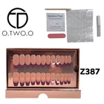 O.Two.O 24 Pcs Nails Box with Nail Glue & Adhesive Tabs,Alcohol Prep Pad,Mini Nail File,Cuticle Stick