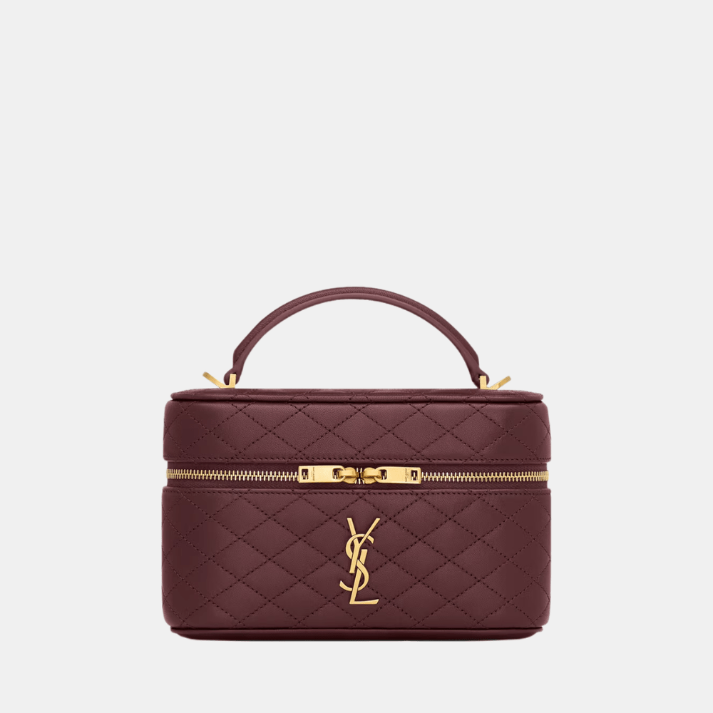 Saint Laurent Gaby mini vanity bag Burgundy with box packaging