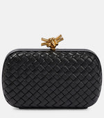 Bottega Veneta Knot Intreccio leather clutch with box packaging