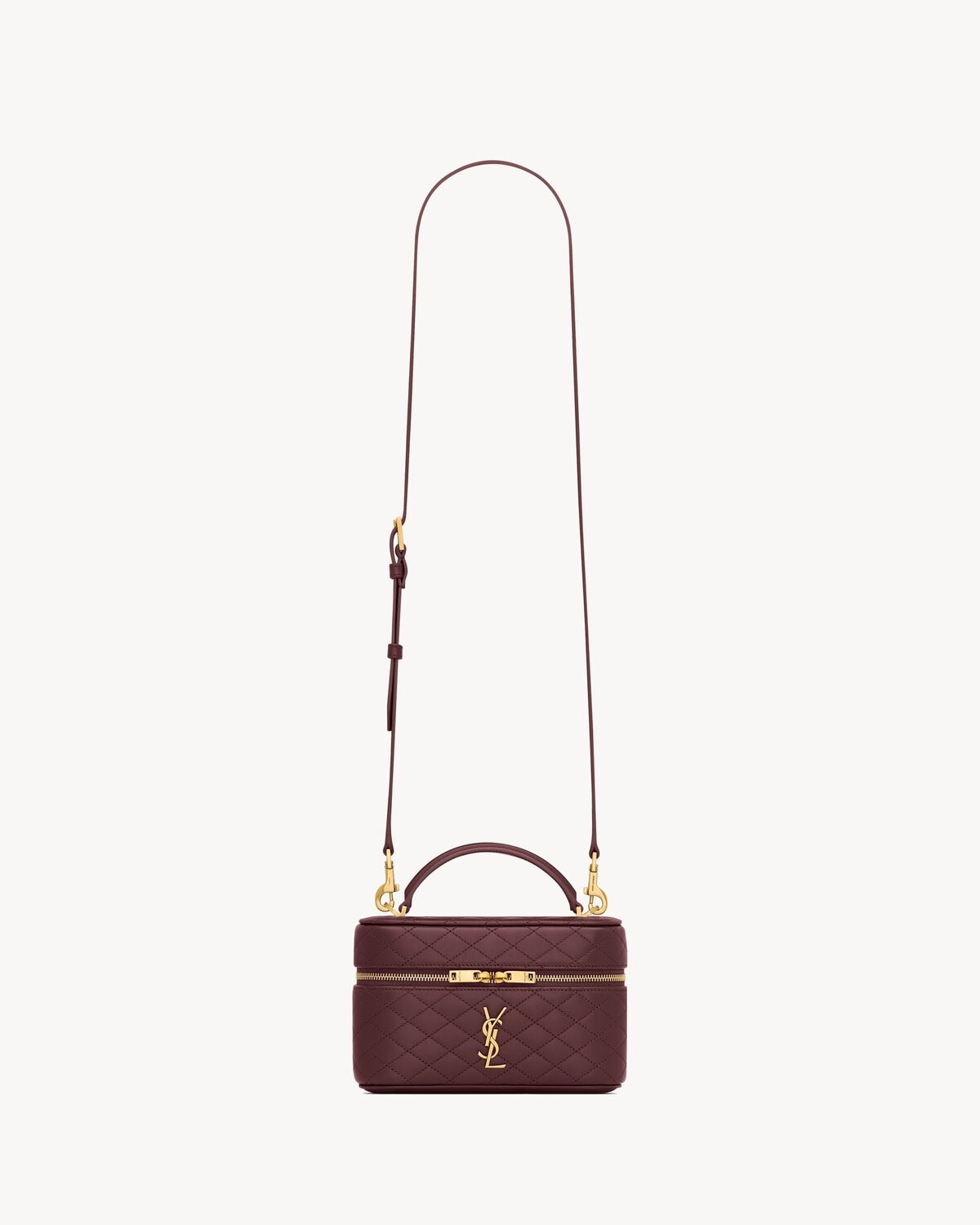 Saint Laurent Gaby mini vanity bag Burgundy with box packaging