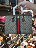GUCCI OPHIDIA MEDIUM TOTE GG HANDLE BAG BROWN WITH BOX PACKAGING