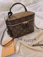 Louis Vuitton Reverse Monogram Vanity Chain Pouch Beige Brown with Box Packaging